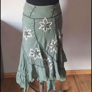 Chilli Pepper green embroidered floral skirt
